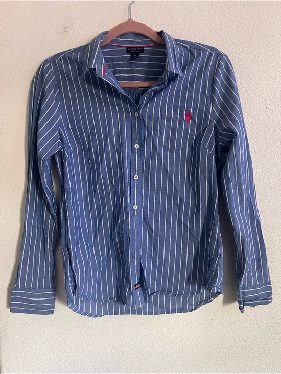Tops - Polo by Ralph Lauren Blue Striped Cotton Button-Down Shirt